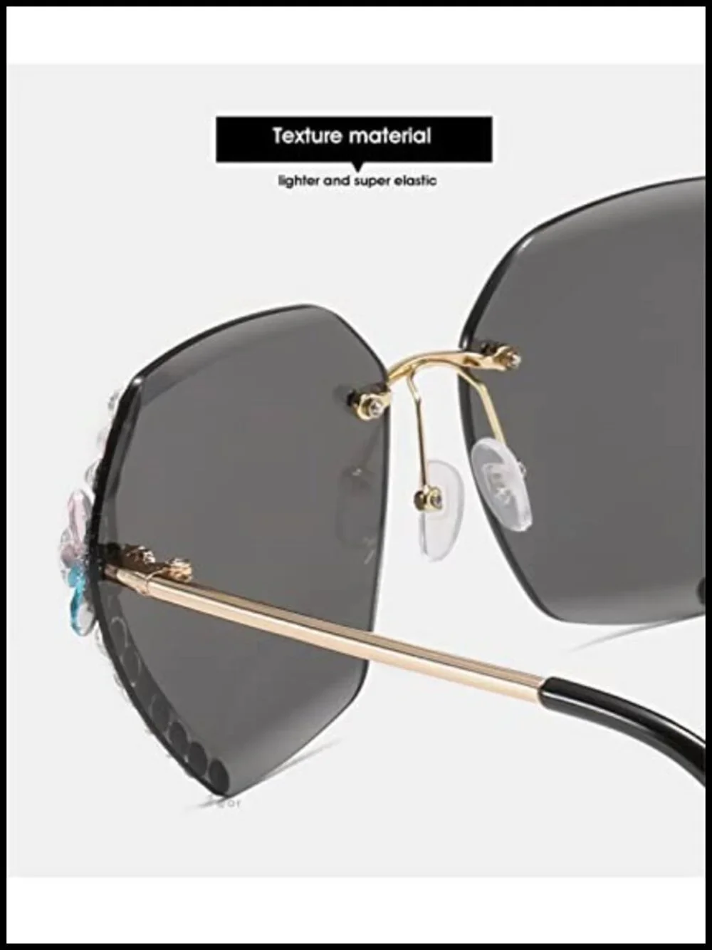Rimless Diamond Sunglasses for Women UV Protection Driving
